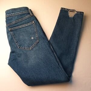 Gap Jeans Size 4/27 Vintage Slim Mid Rise Medium Wash Distressed Streetwear